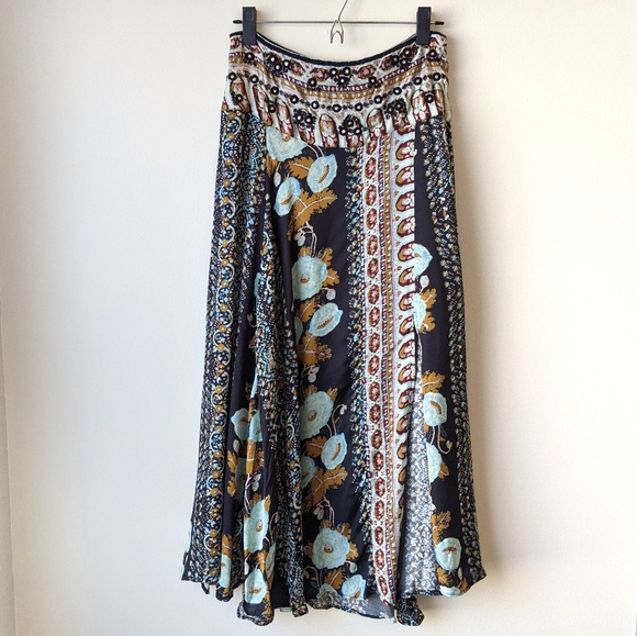 Free People Dresses & Skirts - Free People Silk Road Maxi Skirt Boho Floral